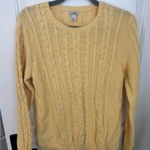 Vintage butter yellow L.L. Bean Women's  Cable Knit Sweater